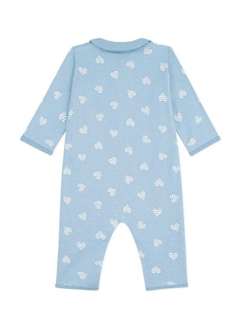 بيتي باتو Babies' heart print footless cotton pyjama suit with a collar